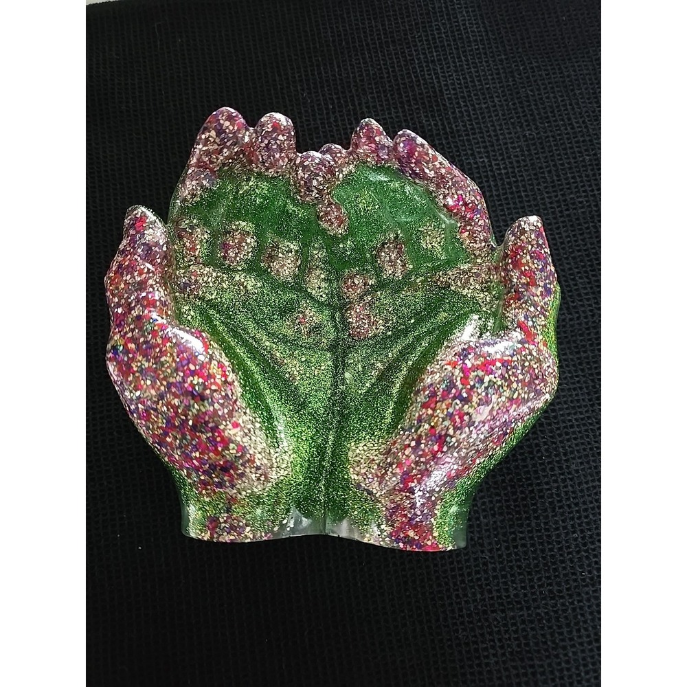 Cupped‎ Resin Hands Green Glitter Decoration Gift. Jewelry Candy Keys   590